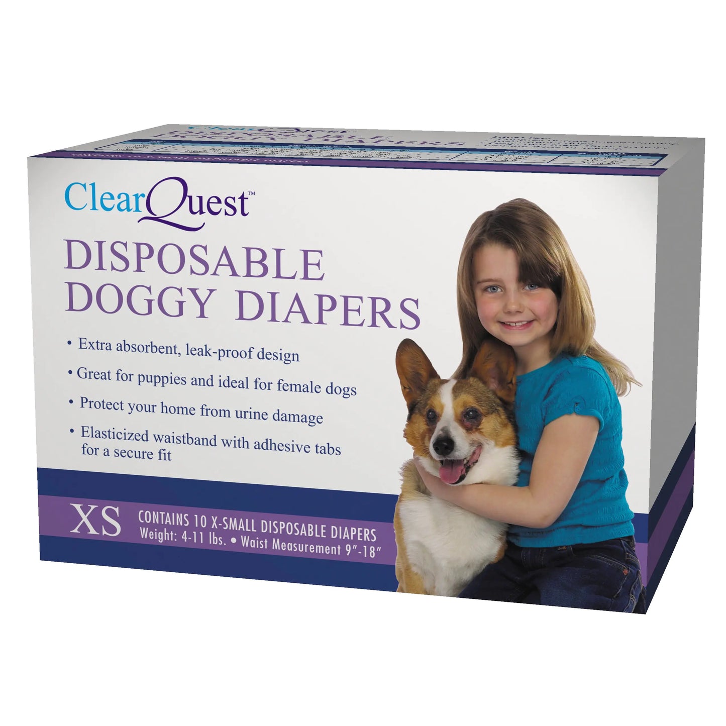 ClearQuest Disposable Doggy Diapers Super Absorbent Leak-Proof Pet Diapers